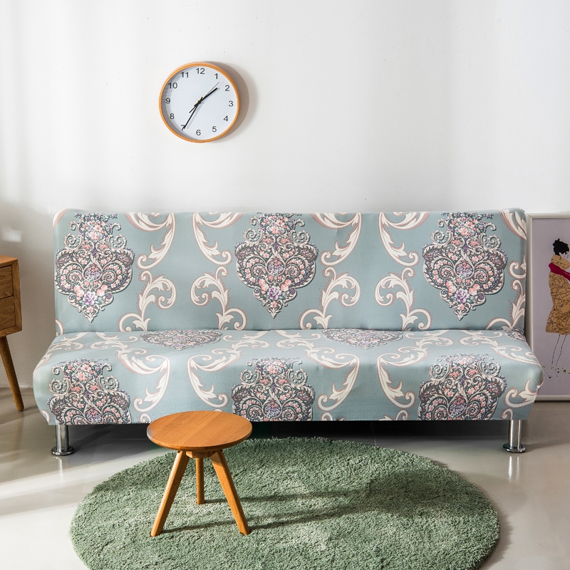 整理印花沙发床 沙发套 适用于160-190之间的沙发床 欧式花灰色