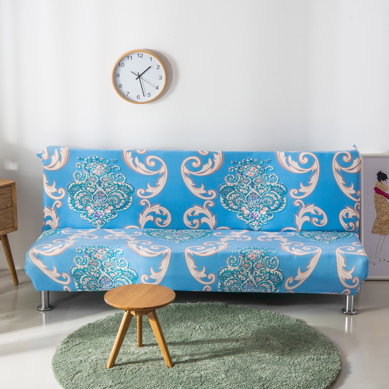 整理印花沙发床 沙发套 适用于160-190之间的沙发床 欧式花蓝色