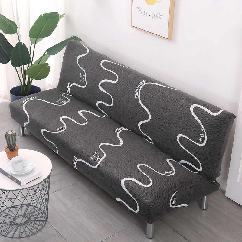 整理印花沙发床 沙发套 适用于160-190之间的沙发床 曲线（ 咖）