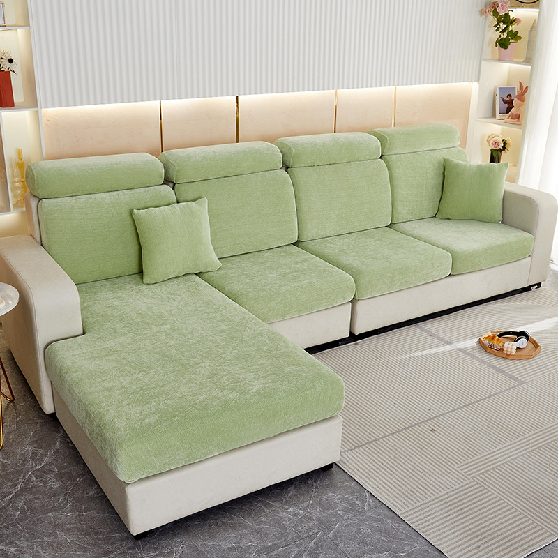 2022新款加厚雪尼尔纯色沙发笠沙发套 单人 宽50-65长50-60高5-20cm 雪尼尔-薄荷绿