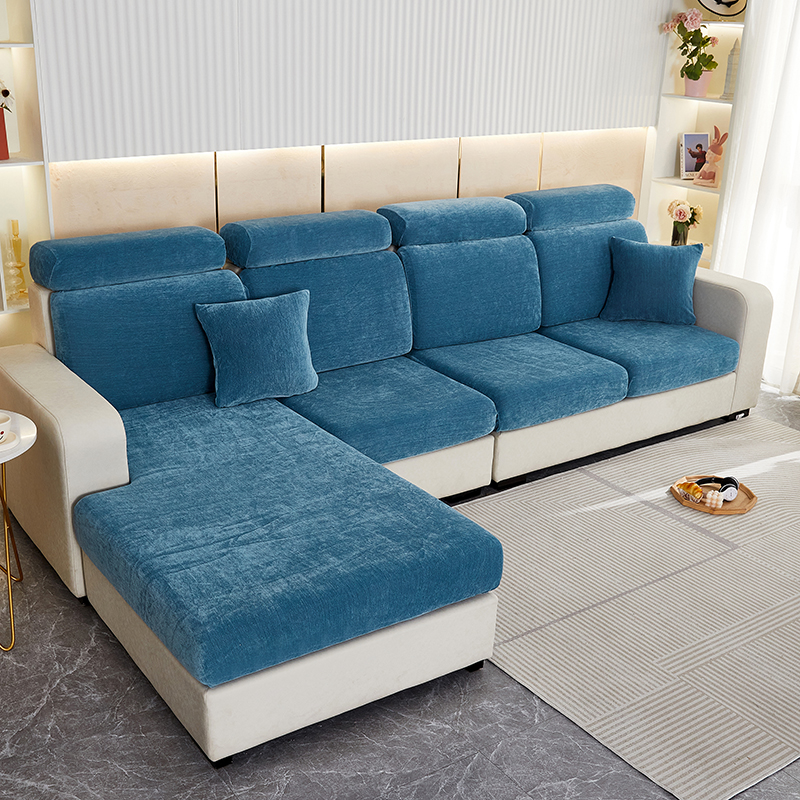 2022新款加厚雪尼尔纯色沙发笠沙发套 单人 宽50-65长50-60高5-20cm 雪尼尔-宁静蓝