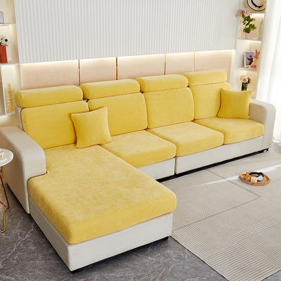 2022新款加厚雪尼尔纯色沙发笠沙发套 单人 宽50-65长50-60高5-20cm 雪尼尔-柠檬黄