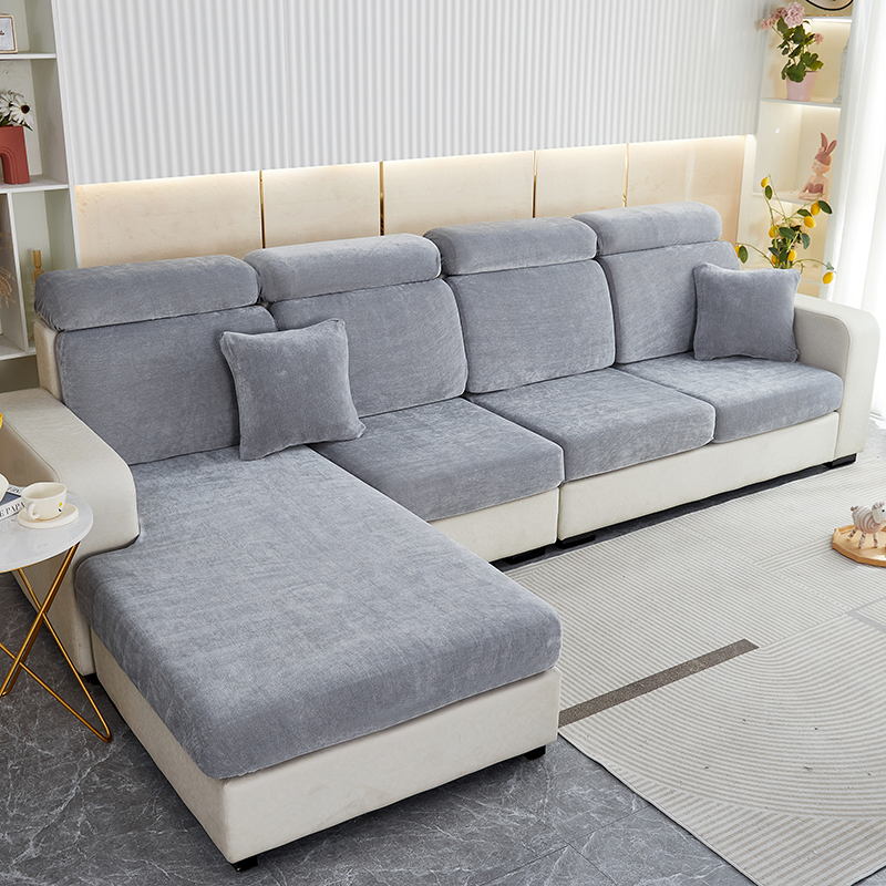 2022新款加厚雪尼尔纯色沙发笠沙发套 单人 宽50-65长50-60高5-20cm 雪尼尔-中性灰