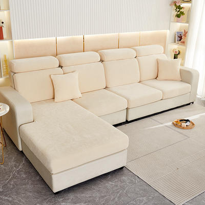2022新款加厚雪尼尔纯色沙发笠沙发套 单人 宽50-65长50-60高5-20cm 雪尼尔-米黄色