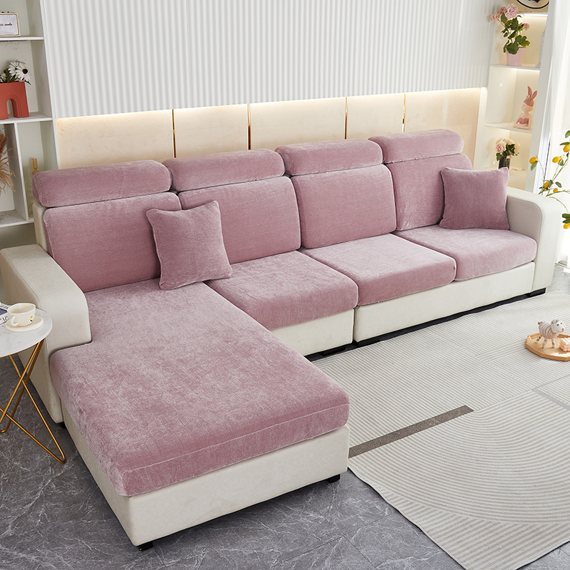 2022新款加厚雪尼尔纯色沙发笠沙发套 单人 宽50-65长50-60高5-20cm 雪尼尔-香芋紫