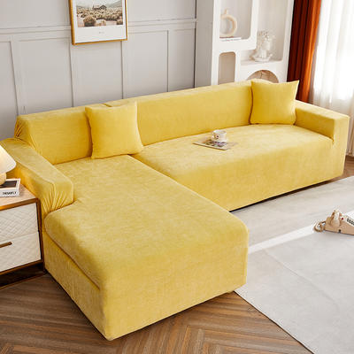2022新款加厚雪尼尔纯色系列贵妃沙发套 单人 90-140cm 雪尼尔-柠檬黄