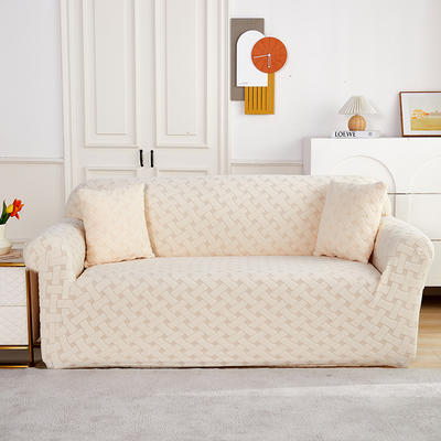 2022新款提花绒织艺系列直排沙发套 单人 90-140cm 织艺-米黄