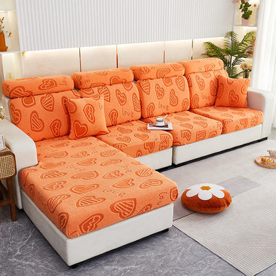 2023新款加厚羊羔绒LOVE系列沙发笠 沙发套 单人 宽50-60长50-60高5-20cm 加厚羊羔绒-LOVE 橙色