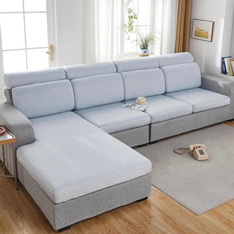 2023新款3D按摩凉豆豆系列沙发坐垫套 沙发套 单人：宽50-65*长50-63*高5-20cm 凉豆豆-淡蓝