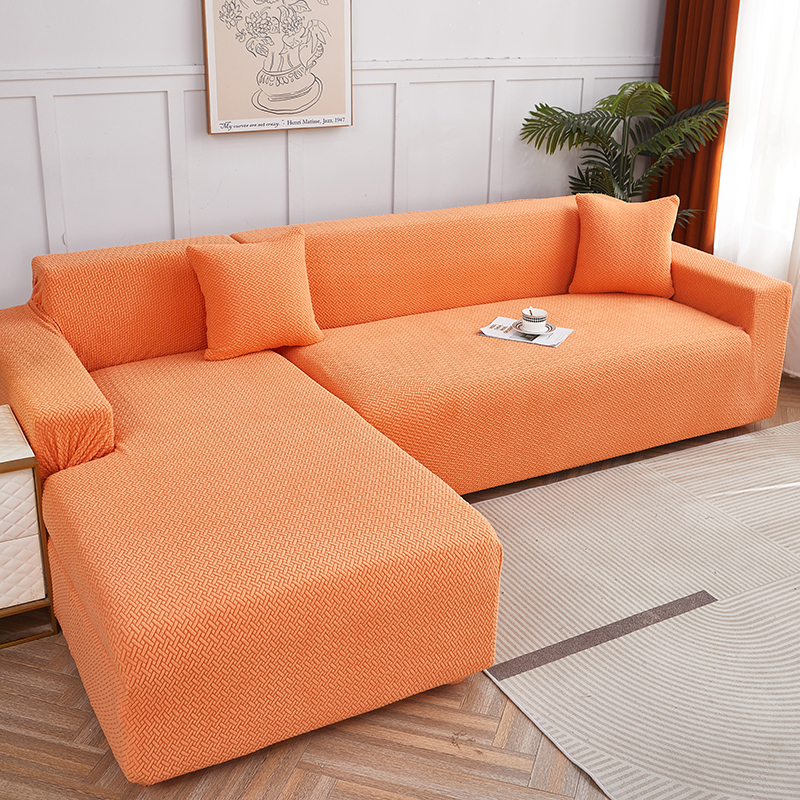 2023新款纯色提花交织系列沙发套 单人90-140cm 交织-高级橙