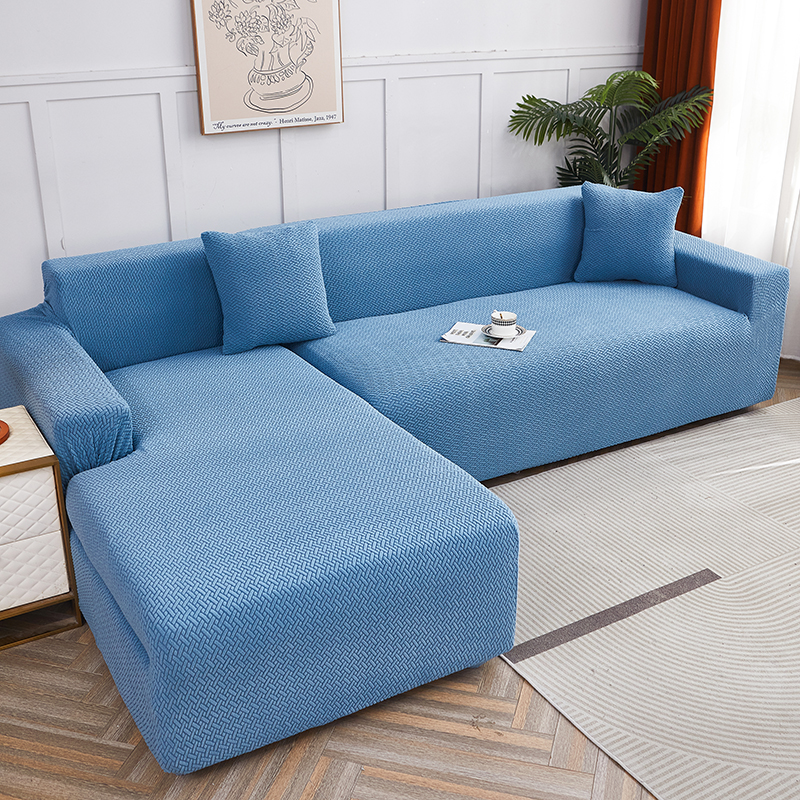 2023新款纯色提花交织系列沙发套 单人90-140cm 交织-天蓝色