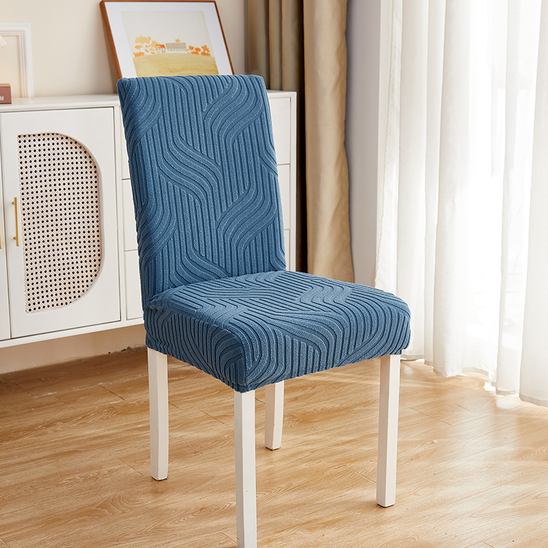 2023新款纯色3D提花波浪系列椅子套 波浪-湖蓝
