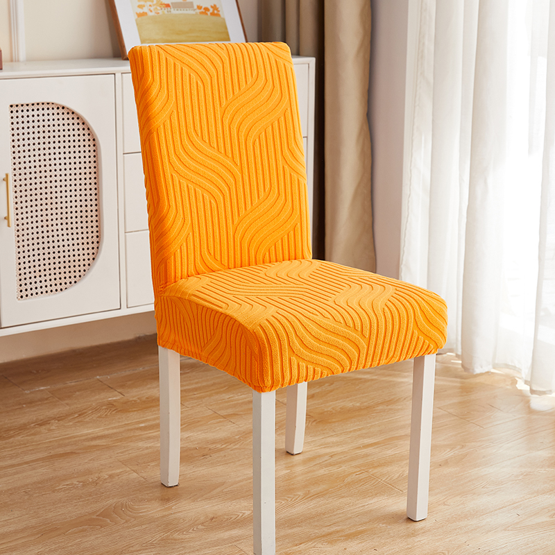 2023新款纯色3D提花波浪系列椅子套 波浪-亮橙