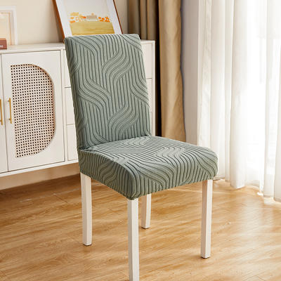 2023新款纯色3D提花波浪系列椅子套 波浪-松绿