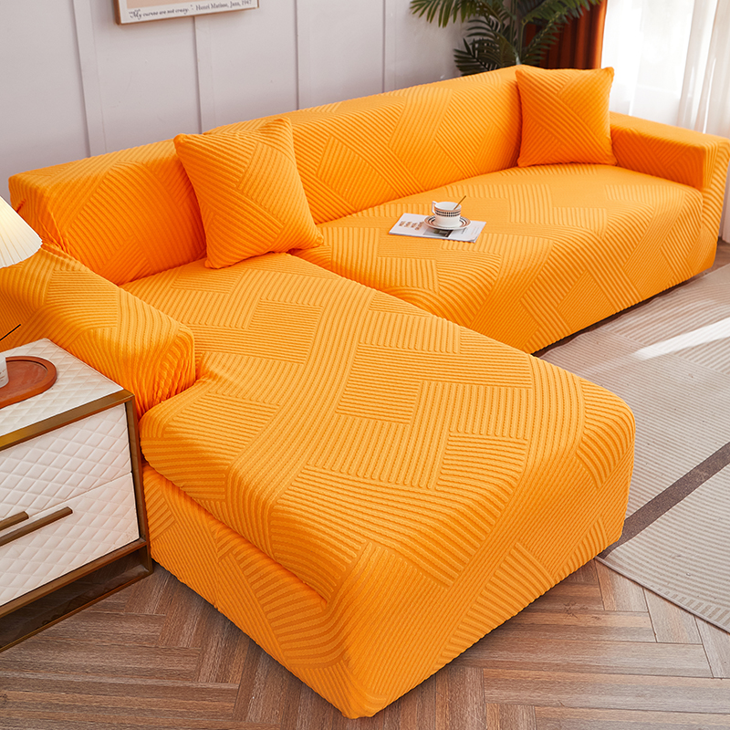 2023新款纯色3D提花律动系列沙发套 单人90-140cm 律动-亮橙
