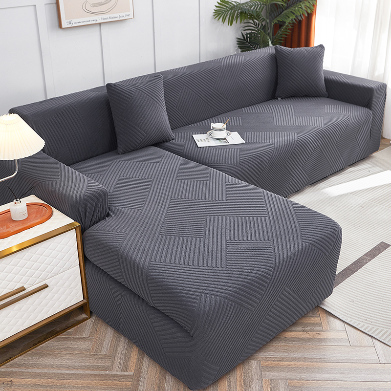 2023新款纯色3D提花律动系列沙发套 单人90-140cm 律动-深灰