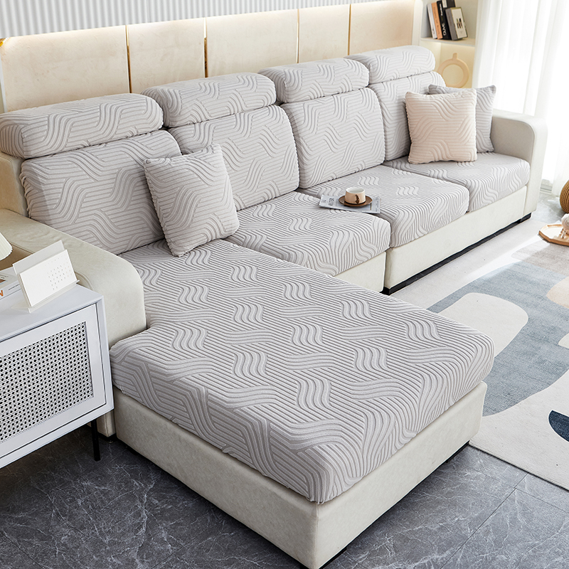 2023新款纯色3D提花波浪系列沙发笠 沙发套 加大单人 宽65-95长65-95高5-20cm 波浪-浅灰