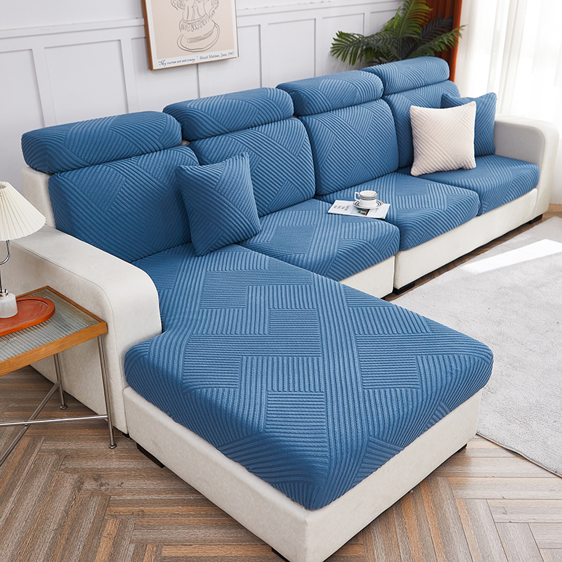 2023新款纯色3D提花律动系列沙发笠 沙发套 加大单人 宽65-95长65-95高5-20cm 律动-湖蓝