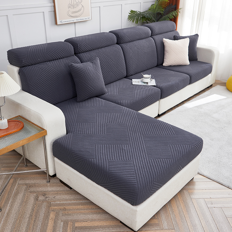 2023新款纯色3D提花律动系列沙发笠 沙发套 加大单人 宽65-95长65-95高5-20cm 律动-深灰