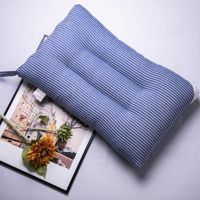 2022新品-日式全棉水洗枕（48cm*74cm） 牛仔蓝 条纹