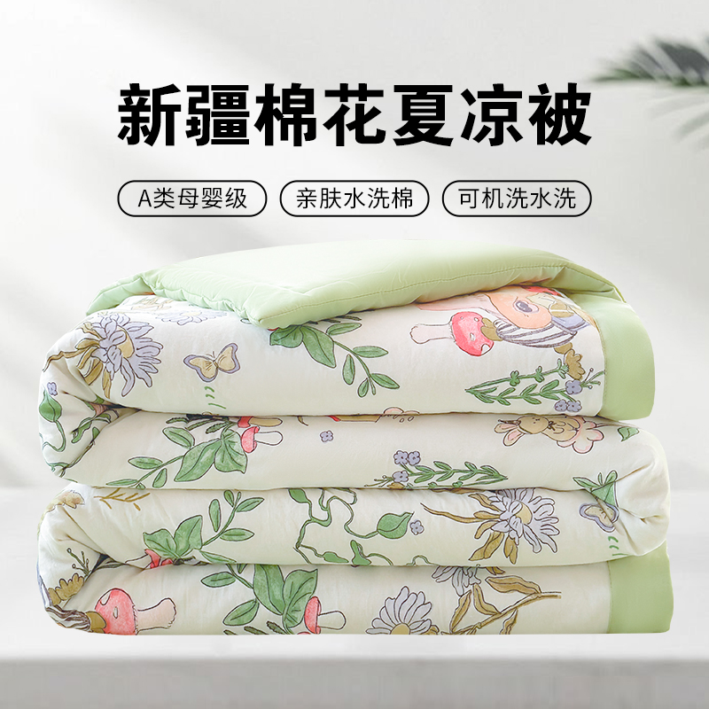 柠栀 2025新款水洗棉新疆棉花夏被夏凉被空调被  提取码: ning  熊兔林绿