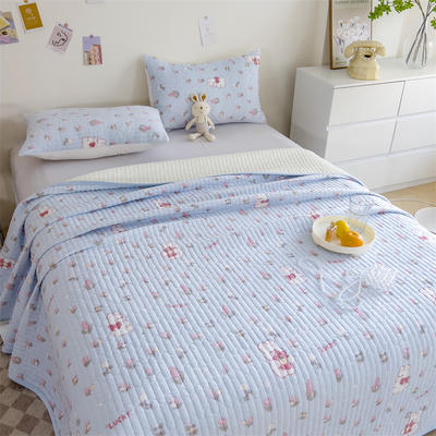 2023新款 A类牛奶绒大豆纤维夹棉床盖 床垫保护罩加厚款床单垫 48x74cm（二个枕套） 兰香兔