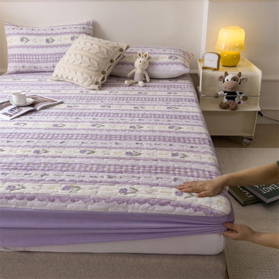 2023年新款 牛奶绒大豆纤维夹棉床笠 床垫保护罩  提取码：ning 48x74cm（枕套二个） 牛奶绒床笠-法式紫