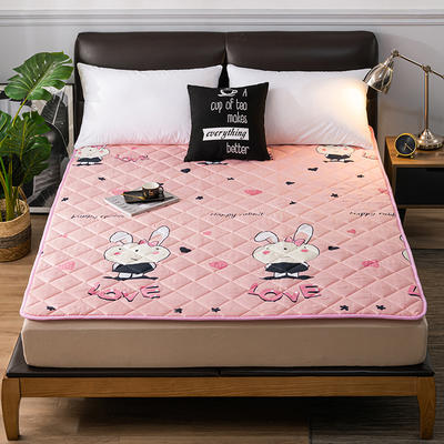 新品 亲肤磨毛床垫可机洗床褥子特价床护垫席梦思保护垫 1.2*2.0m 小粉兔