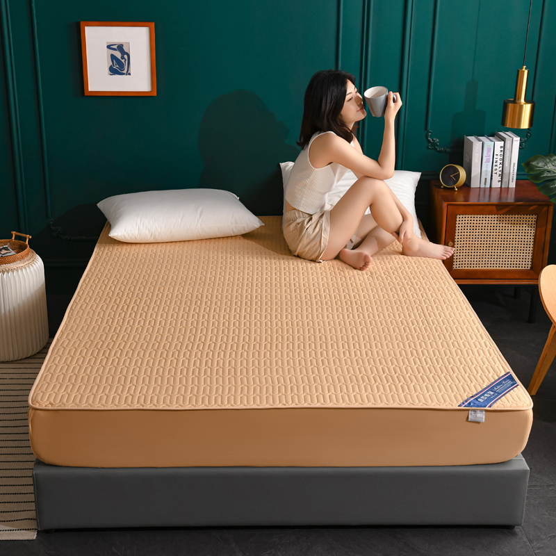 新款13372全棉夹棉床笠席梦思保护垫床垫罩 1.2*2.0m 驼色