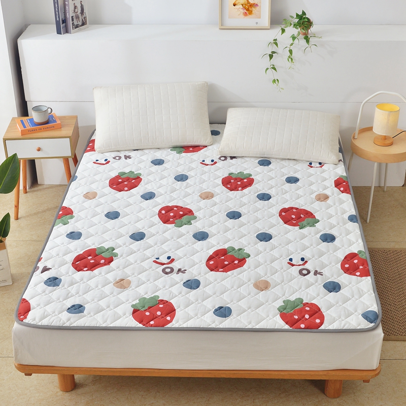 2022全棉床垫防滑床褥子垫被可机洗保护垫四季多功能垫子 90x200cm 草莓酱