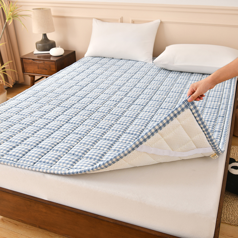 2023索弗莱新款A类色织水洗全棉新疆棉花床垫无印良品床垫加厚床褥垫被 1.0*2.0m 水蓝小格