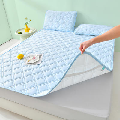 2024 索弗莱A类超冷感床垫 锦纶凉感床垫无印风床垫 可机洗凉席夏季透气床褥子 100x200cm 海水蓝