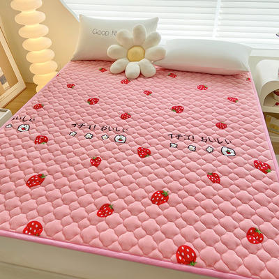 2023新款A类抗菌牛奶绒保暖床垫 100*200cm  1.0公斤 草莓