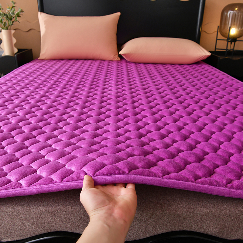 牛奶绒床护垫可水洗法兰绒床垫保暖薄床褥学生榻榻米垫子 100*200cm 紫色