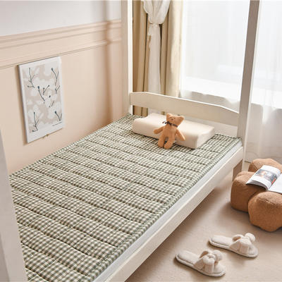 索弗莱A类色织水洗全棉新疆棉学生床垫床褥可机洗床护垫 1.0*2米 绿小格