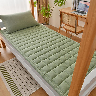 索弗莱A类色织水洗全棉新疆棉学生床垫床褥可机洗床护垫 1.0*2米 竹青绿