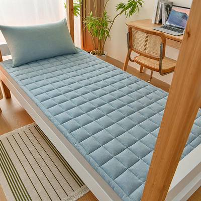 索弗莱A类色织水洗全棉新疆棉学生床垫床褥可机洗床护垫 1.0*2米 牛仔蓝