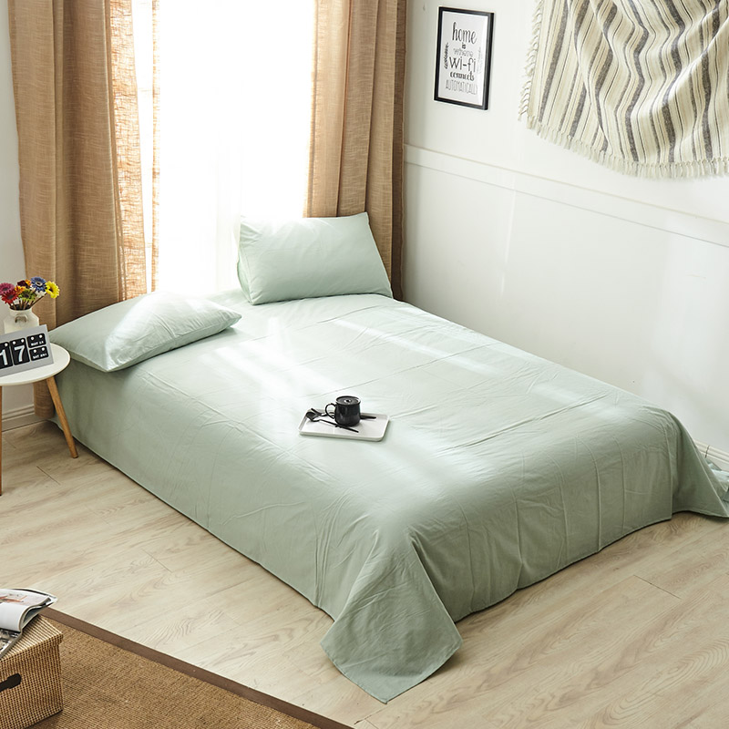 新品-全棉水洗棉纯色单床单 160*230cm 绿色