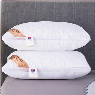 三线格绗缝双边立体枕 枕头 枕芯 白网边绗缝双边低枕