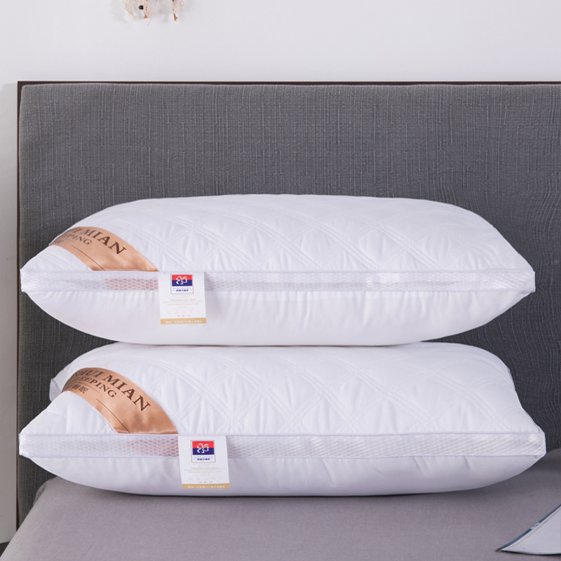 三线格绗缝双边立体枕 枕头 枕芯 白网边双边高枕