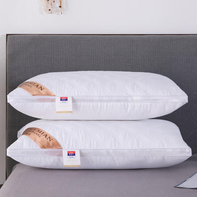 三线格绗缝双边立体枕  枕头 枕芯 白网边绗缝双边低枕