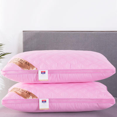 三线格绗缝枕双边立体枕 枕头枕芯 粉色绗缝双边高枕