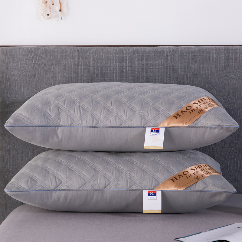 枕芯三线格绗缝枕芯单边高枕 灰色绗缝枕高枕