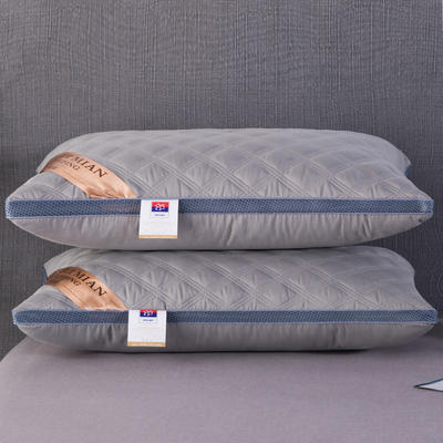 枕芯网边绗缝立体枕双边枕 灰色边绗缝枕双边低枕（一对）