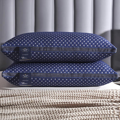 针织羽绒枕 高弹舒适枕 羽丝枕 跑量枕芯 立体枕 双边枕头 针织水立方枕蓝色双边低枕