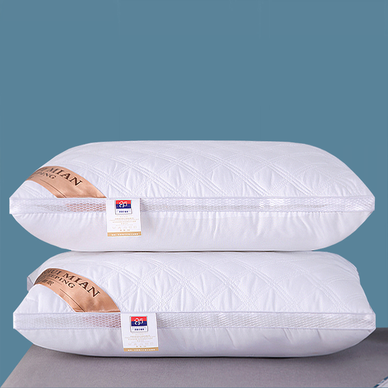 三线格绗缝双边立体枕 枕头 枕芯 48x74cm 白网边双边高枕
