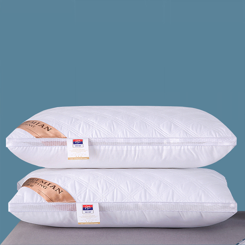 三线格绗缝双边立体枕  枕头 枕芯 48x74cm 白网边绗缝双边低枕