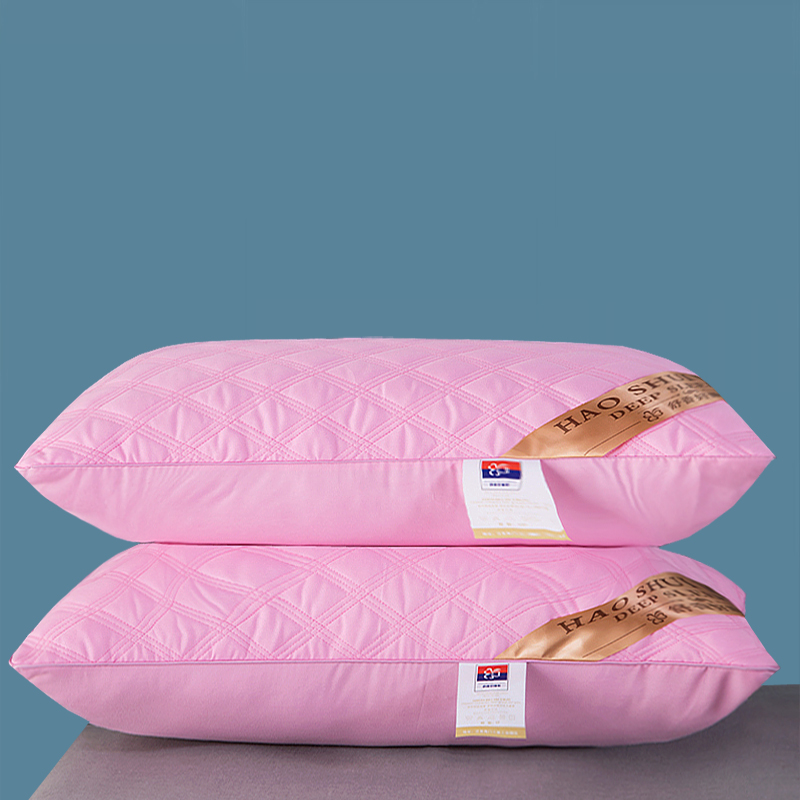 枕芯粉色绗缝枕低枕 48x74cm 粉色绗缝立体枕低枕