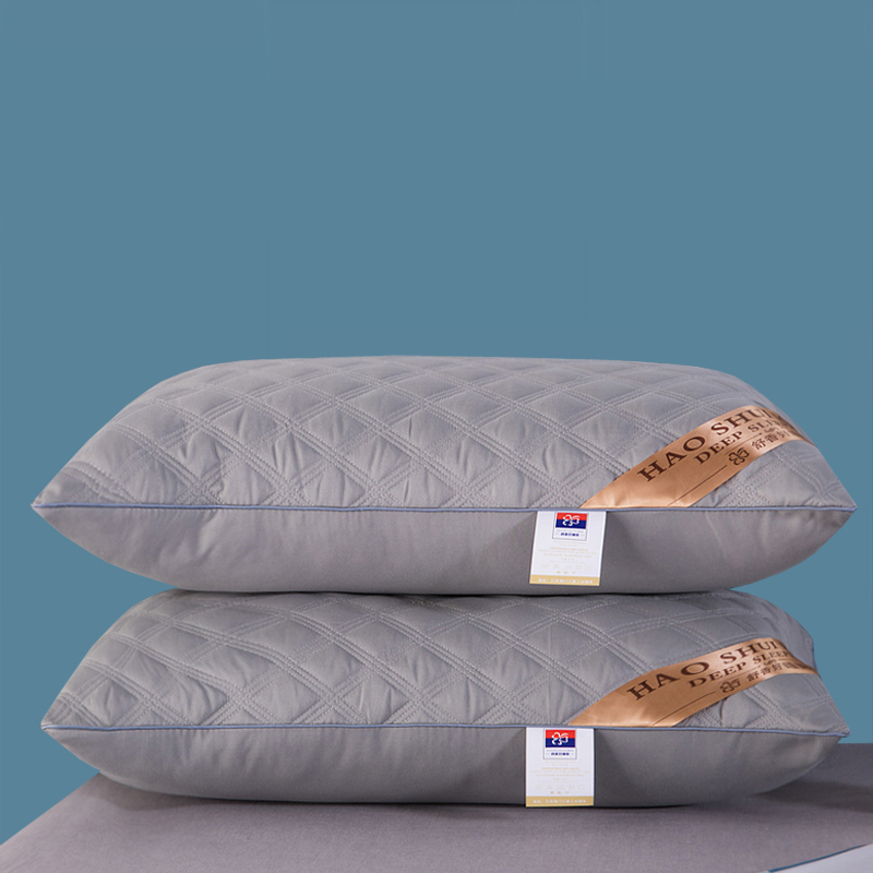 枕芯 三线格绗缝枕芯灰色单边低枕 48x74cm 灰色绗缝枕低枕