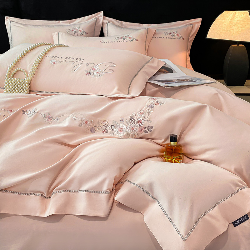 2025新款100s长绒棉贡缎磨毛四件套-花韵